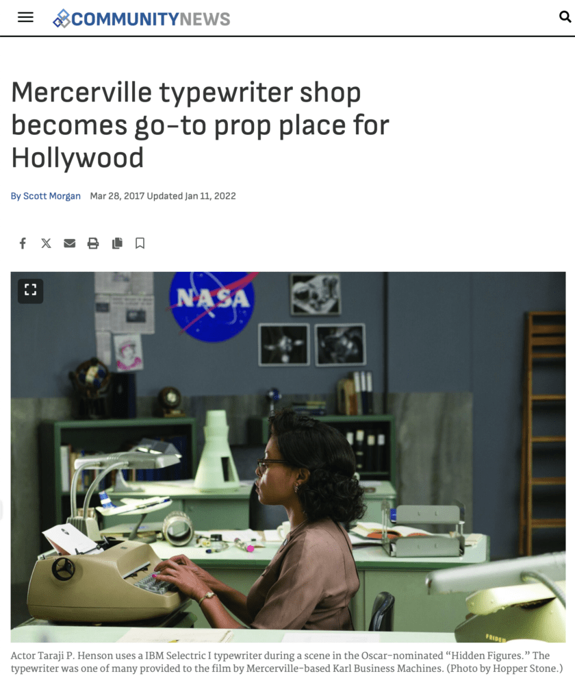 Community News: Mercerville typewriter shop becomes go-to prop place for Hollywood